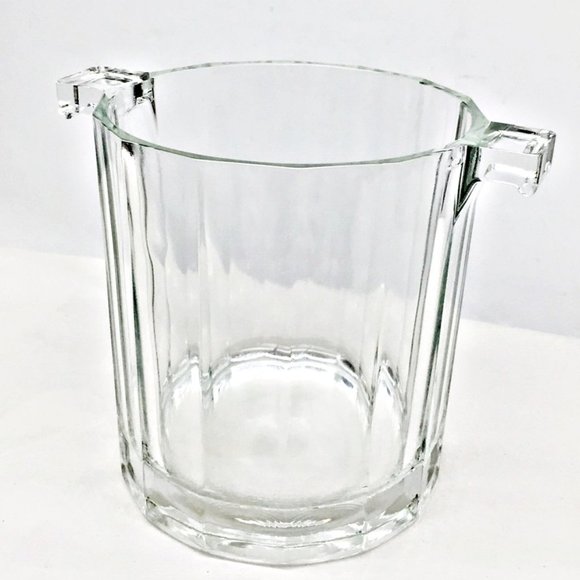 Vintage Heavy Glass Ice Bucket Tab Handles - Picture 6 of 7